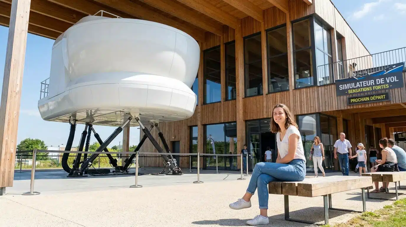 Simulateur de vol dynamique sur vérins dans un centre de simulation en France
